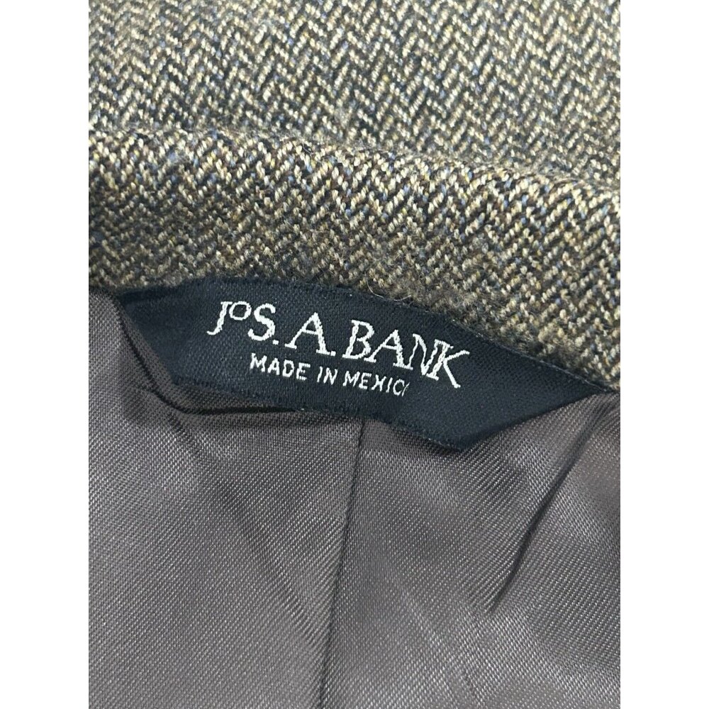 VTG Jos A Bank Brown Wool Herringbone 2 Button Vented Suit Jacket Size 41R - Picture 3 of 16